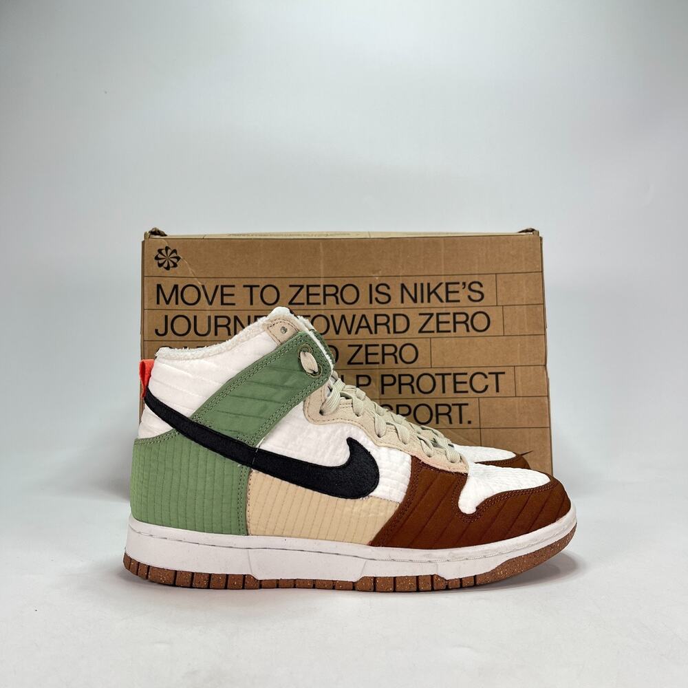 Nike Dunk High LX Next Nature White Oil Green Sneakers DN9909-100 Women's Sz 7.5